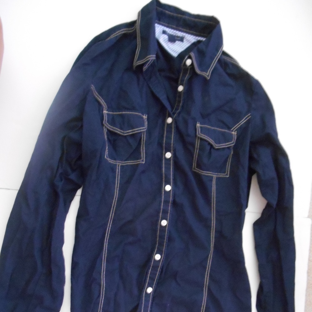 Womens Tommy Hilfiger Navy Cotton Blouse Size M